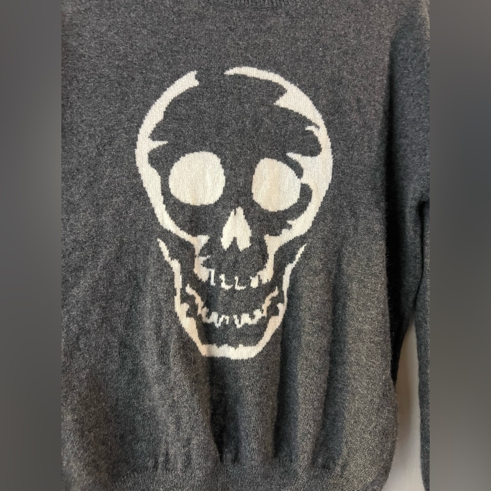 Aqua Skull Intarsia Cashmere Sweater XS - Picture 4 of 7
